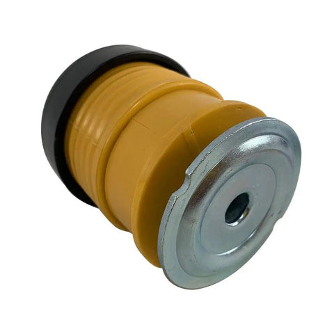 Direct Bolt On Body Mount Bushing Kit For Ford F250 F350 F450 F550 Trucks 2008 Through 2016 showing yellow bushing and metal cap.