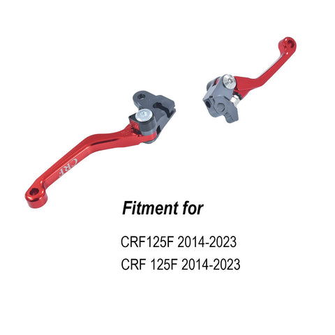 Red CNC Aluminum Brake And Clutch Lever Pivot Handle For CRF125F 2014 Through 2026 Dirt Bike, lightweight 6061 alloy, two levers shown