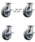 Heavy Duty Kingpinless Swivel Casters With Eight Inch Thermoplastic Rubber Flat Tread Wheels Zero Sweat Operation Ball Bearings Side Lock Brakes Set Of Four Total Shop Beast