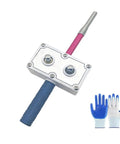 Drill Powered Wire Puller And Automatic Cable Threading Machine Smooth Conduit Wizard with non-slip grip and gloves for safety.