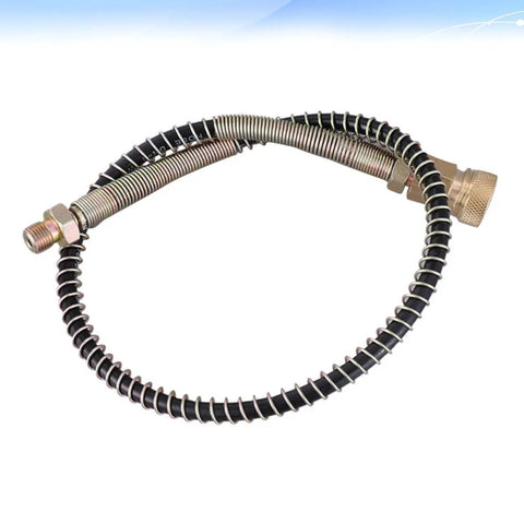 Heavy Duty High Pressure Pump Hose Metal Coil Tube Connector Great For Air Inflation Pumps And Pressure Washers Plus High Temp Resistant Lightweight Design Keeps Flow Smooth No Leaks Found During Hot Summer Grind At Home Or Shop coiled metal hose with brass ends