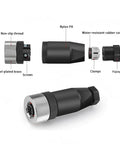 Exploded view of M12 4 Pin A Code Straight Circular Sensor Aviation Connector Kit Waterproof IP67 with parts labeled