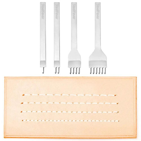 Leather Craft Hole Punch Set With 1, 2, 4, 6 Prongs For Lacing And Stitching 4mm Punches Carbon Steel Tools Easy To Use