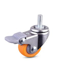 Close-up of an orange 1.5 inch screw caster from Pack Of 4 Orange 1.5 Inch Screw Casters For Furniture Wheels Silent Polypropylene Casters.
