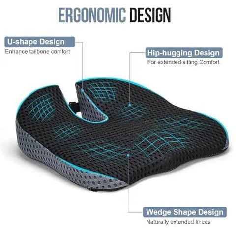 Ergonomic Wedge Seat Cushion For Tesla Cybertruck with U-shape and hip-hugging design for lumbar relief and comfort.