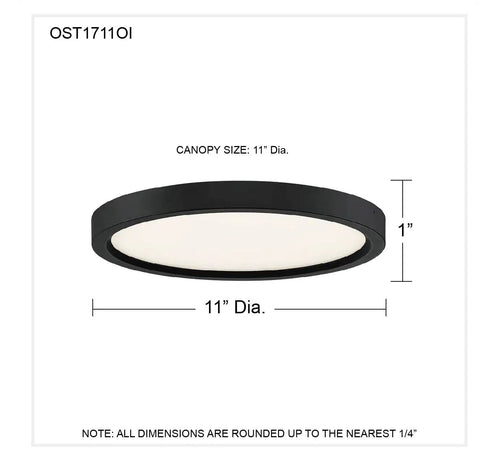 Outskirt Modern Lit Flush Mount Ceiling Light LED 15 Watts One Light Oil Rubbed Bronze Fixture with 11-inch diameter