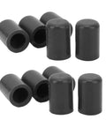 Premium Silicone Vacuum Hose Caps Kit For 16mm Intake Lines, black silicone caps in a 10 pack shown in two rows.