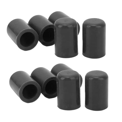 Premium Silicone Vacuum Hose Caps Kit For 16mm Intake Lines, black silicone caps in a 10 pack shown in two rows.