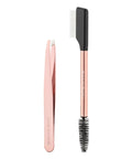 Big Reveal Touch Up Tools Set with rose gold tweezers and dual-ended lash and brow comb for shaping and grooming