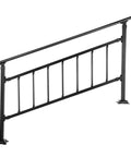 Rock Solid Wrought Iron Outdoor Stair Railing With Adjustable Frame For Zero To Five Steps Sleek Matte Black Finish side view