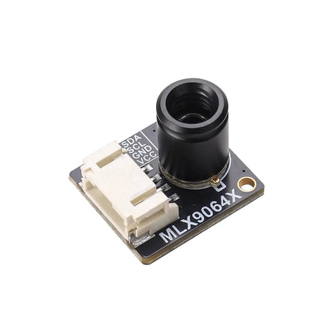 Close-up of Budget Friendly Thermal Imaging Camera With 32x24 IR Sensor And I2C For Raspberry Pi Arduino STM32 Projects Built For Firefighting Security Monitoring HVAC Electrical Maintenance And More, featuring compact design with Melexis MLX90640 sensor.