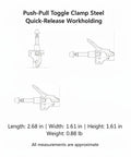 Steel Push Pull Toggle Clamp Serving Up Quick Release Workholding For Woodworking And Welding Jigs dimensions and detailed views.