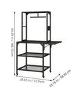 Solid As A Rock 4 Tier Rolling 3D Printer Stand With Hella Spacious Spool Storage and sturdy metal workstation, dimensions shown.