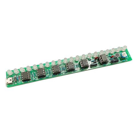 Top view of Large 4017 LED Light Soldering Practice Kit for Electronics DIY Projects showing PCB and sequential LED setup.