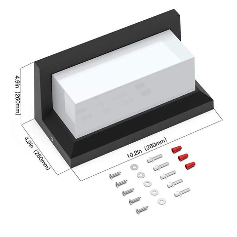 Outdoor Wall Porch Light LED Matte Black Exterior Lamp IP65 Waterproof With Three Color Temperature Options dimensions and fittings