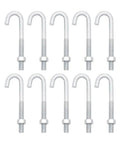 10 Pack J Bolt Set With Tool Organizer Zinc Plated Silver 1.56 Inch Length 325 Lb Capacity Includes Bolts Nuts And Screws