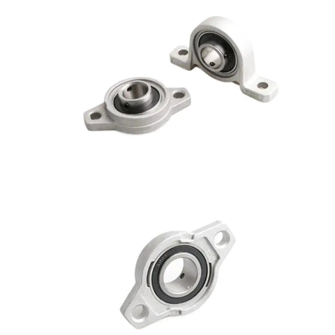 Thinking Process: stainless steel pillow block bearing mounts with two bolt holes, shown in three angles