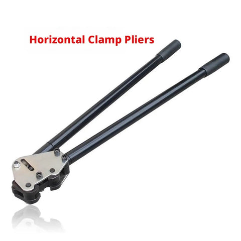 Heavy duty steel strapping machine tool kit featuring manual sealer and tensioner set for 32mm heavy gauge banding supplies, horizontal clamp pliers.