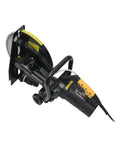 Heavy Duty Beefy Electric Circular Saw Angle Adjustable Portable Cutting Machine For Wood Metal Stone Tile Diy Pros Cuts Brick And Concrete Tile Like A Hot Knife Through Butter 6800W, side view showing cutting blade.