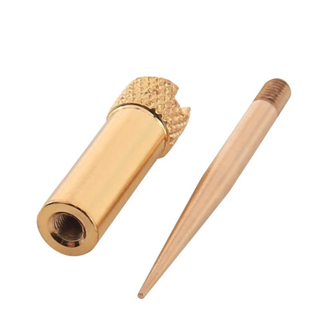 Pro-Grade Watch Repair Tool Kit With Movement Balance Wheel Stand And Hairspring Holder, gold tool components close-up