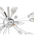 Close-up of Four Light Crystal Sputnik Chandelier In Polished Chrome, Modern Ceiling Light Fixture with dazzling glass orbs