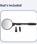 8 Inch Under Vehicle Inspection Mirror With LED Light 180 Degree Adjustable Convex Mirror Telescoping Handle Wide 200mm HD View For Cars Trucks Machinery And Tight Hard To See Areas, with LED flashlight and clip