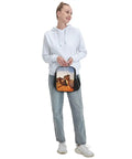Person holding Beast Insulated Lunch Bag For Adults Reusable Leakproof Cooler Tote with desert camel design.