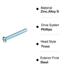 Phillips drive screw from Assorted Machine Screws Kit 370 Pcs Fully Threaded Phillips Drive Eight By One Half Inch To Eight By Two Inch Zinc Coated Carbon Steel Electrical Outlet Screws For Heavy Duty Fixtures And Projects.
