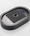 USZWBY Bathroom Vessel Sink Stainless Steel Bathroom Vanity Sink Black Matt Vessel Sink 21.6"X13.7" Above Counter Sink top view.