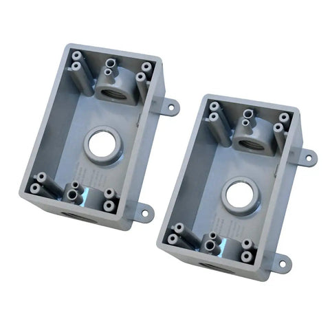 Two Weatherproof Outdoor Single Gang Electrical Box For One Half Inch Or Three Quarter Inch Conduit, UL Listed Plastic Junction Box Outlet