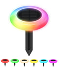 Colorize Colorful Pathway Solar Lights Set Of 6, Weatherproof Outdoor LED Pathway Lights shown with multicolor glow options