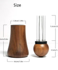 Precision Espresso Stirrer Needles With 0.4mm Stainless Tips And Natural Wood Handle, Includes Matching Stand, size dimensions shown.