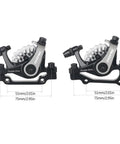 Beast Mode Mountain Bike Front Disc Brake Kit With Twin Piston Mechanical Caliper And Machined Aluminum Body Built Tough For Electric Bikes Knocking Out Rough Stops Smoothly, showing dual calipers with dimensions.