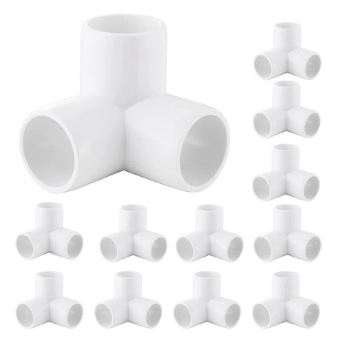 Three Quarter Inch Three Way PVC Pipe Fittings Connectors For DIY Furniture Projects Furniture Grade White PVC Fittings 12 Pack