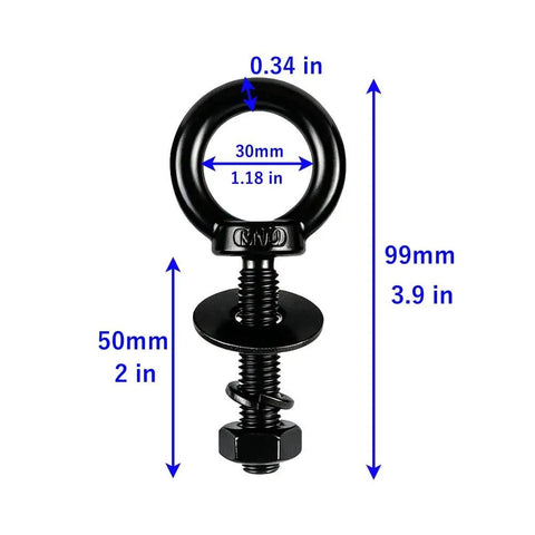 Beefy Four Piece Heavy Duty Lifting Ring Eye Bolt Kit In Stainless Steel 304 With Nuts Washers And Spring Washers M12 By 50mm Threads Half Inch By Two Inch Size Easy Install For Hoisting And Rigging black eye bolt with 30mm ring and 50mm thread