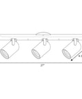 Diagram of Dope Three-Light Track Ceiling Light And Wall Sconce Kit With Roundback Track Heads, dimensions 27x10 inches.
