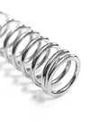 Close-up of stainless steel compression spring for AEG Gear Box V2 V3, silver finish, heavy duty extension spring for DIY home repairs
