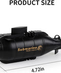 Mini RC Submarine for Kids With 6 Channel Remote Control Waterproof Diving Boat USB Charging Toy shown with dimensions