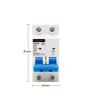 Beefy 125A 100A 80A Miniature Circuit Breaker With Ground Fault Protection For Ac 230V And Dc 60V Two Pole Electrical Safety Switch, front view with dimensions.