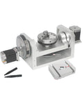Built Tough CNC 4Th Axis Stepper Motor Featuring 5Th Axis Rotary Chuck And 100X125Mm T Slot Positioning Table With 8 To 1 Gear Reduction for milling.