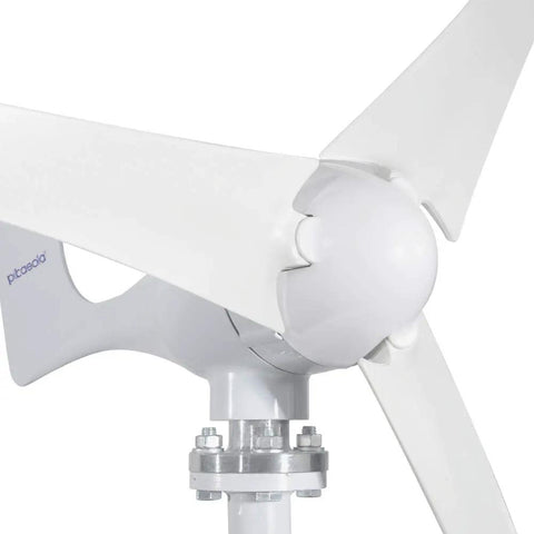 Close-up of 400W Wind Turbine Generator for Home Power, 3 Blade Windmill, Horizontal Shaft Setup, eco-friendly and durable design