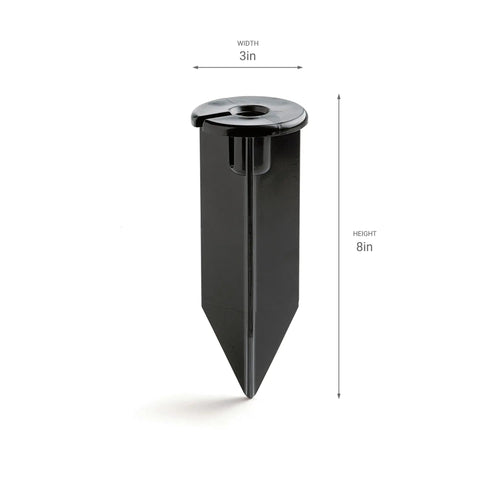 8 Inch Black Outdoor Landscape Light Stake For 12V Pathway And Garden Lights, Corrosion Resistant ABS Injection Molded Ground Mount