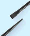 Close-up of the Heavy Duty Alignment Pry Bar Seven Eighths Inch By 30 Inch Sleever Bar's dual end design for chiseling and aligning