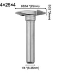 Top Tier Deskbloom Keyhole Router Bit Set For Smooth T Slot Cutting With Bevel Tip Design On MDF Plywood Hardwood And Solid Wood Workpieces For Pro Woodworkers Needing Clean Grooves Without Burrs, 1/4 inch shank, 25mm size.