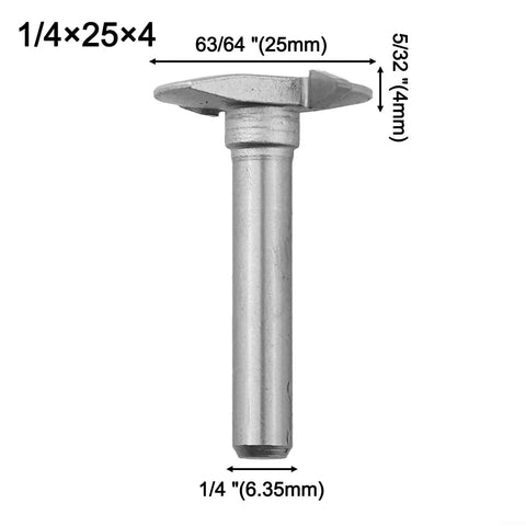 Top Tier Deskbloom Keyhole Router Bit Set For Smooth T Slot Cutting With Bevel Tip Design On MDF Plywood Hardwood And Solid Wood Workpieces For Pro Woodworkers Needing Clean Grooves Without Burrs, 1/4 inch shank, 25mm size.