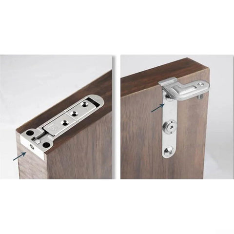 Two Pack Adjustable Rotatable Hidden Door Hinges For Wood Secret Doors Heavy Duty Zinc Alloy Silver Finish Concealed 3D Adjustable Door Hardware