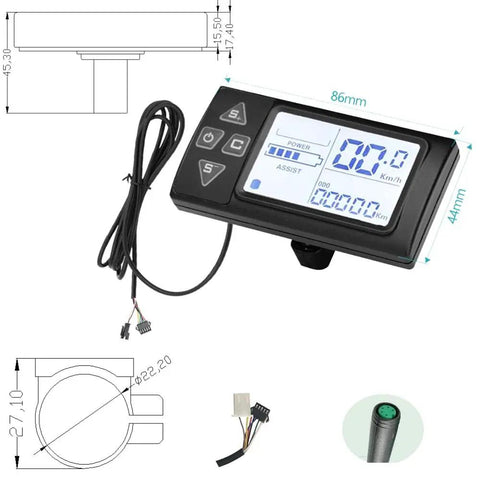 Backlit LCD Display For Electric Bikes 36V 48V Control Panel Digital Meter Easy Readout For E Bike Scooter Upgrades And Mods SW861