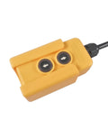 Close-up of control remote for 12V Double Acting Electric Hydraulic Pump Power Unit With 6L Tank for auto repair and lifting platforms.