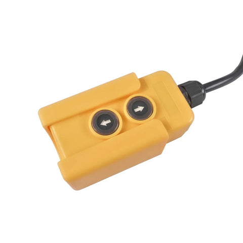 Close-up of control remote for 12V Double Acting Electric Hydraulic Pump Power Unit With 6L Tank for auto repair and lifting platforms.