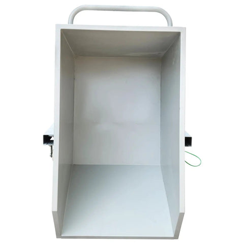 Heavy Duty Self Dumping Hopper With Slick Swivel Casters Built Tough For Dual Forklift And Manual Material Moves features an empty steel interior.